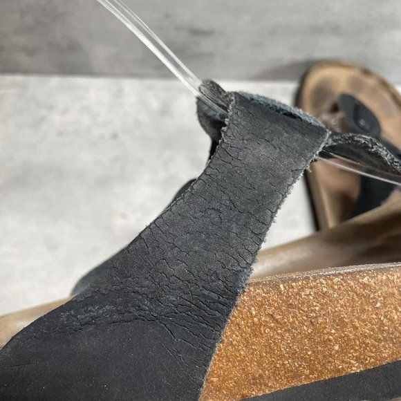 Birkenstock Gizeh Betula Black Leather Nubuck Thong Sandals Womens Sz 37 US 6 - Picture 10 of 10